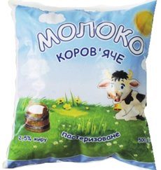 Молоко коров'яче АДАЛІС пастеризоване 2,5%, 500г